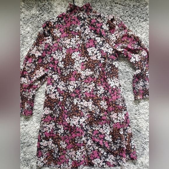 Ann Taylor Floral Smocked Neck Shift 8 Petite A-Line Prairie  Dress - Picture 10 of 15